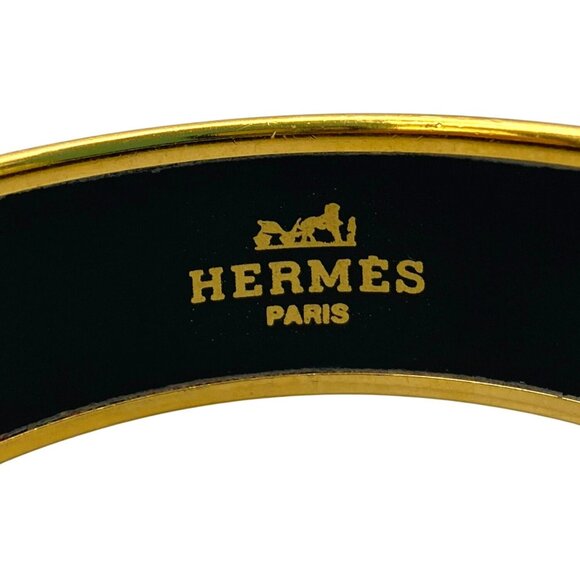 Hermes Tiger Bangle Bracelet Cloisonne Enamel Blue Gold Vintage Size 65 RARE! - Picture 2 of 9